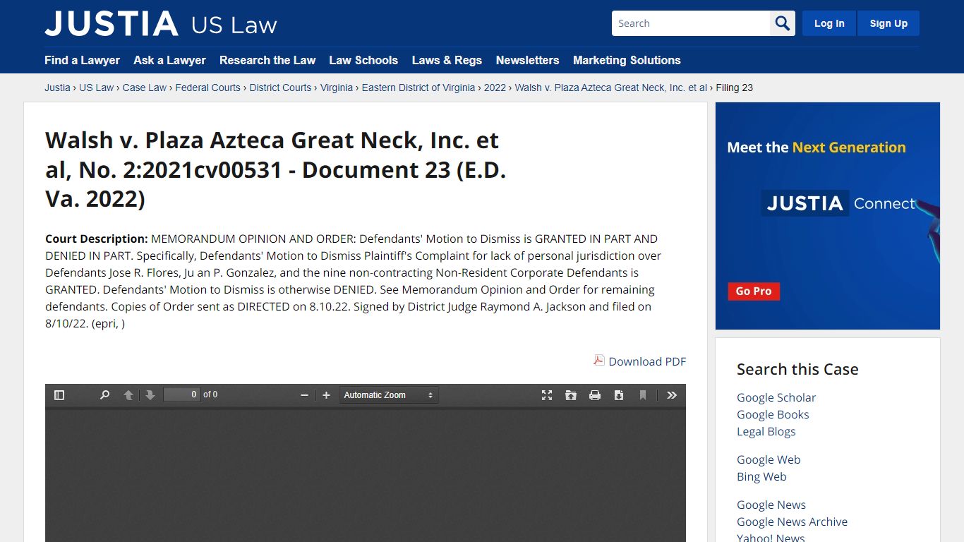 Walsh v. Plaza Azteca Great Neck, Inc. et al, No. 2:2021cv00531 ...